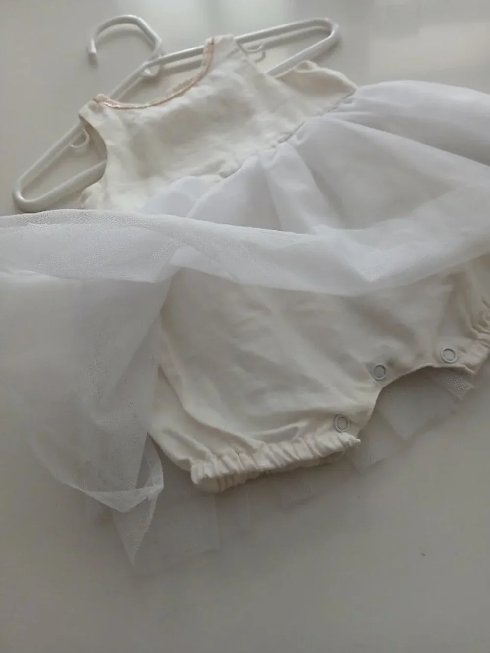 Lovely Linen and Tuille Baby Party Dress with Sequin Detail - Newborn - FRANCE